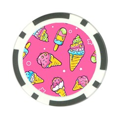 Summer Ice Creams Flavors Pattern Poker Chip Card Guard