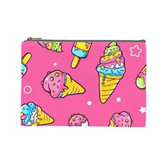 Summer Ice Creams Flavors Pattern Cosmetic Bag (large) 