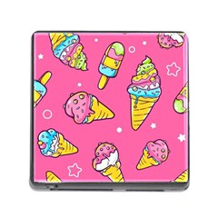 Summer Ice Creams Flavors Pattern Memory Card Reader (Square)