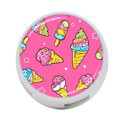 Summer Ice Creams Flavors Pattern 4-Port USB Hub (One Side)