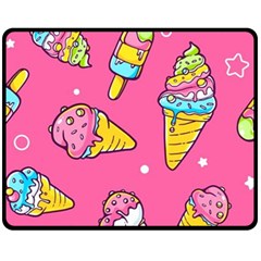 Summer Ice Creams Flavors Pattern Fleece Blanket (Medium) 