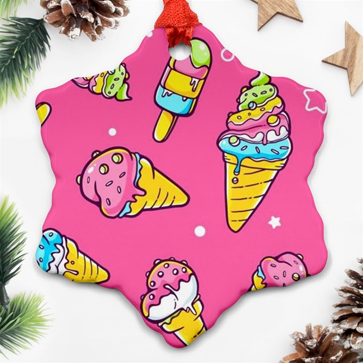 Summer Ice Creams Flavors Pattern Ornament (Snowflake)