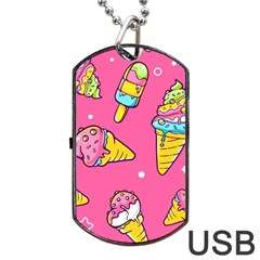 Summer Ice Creams Flavors Pattern Dog Tag USB Flash (Two Sides)