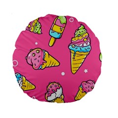 Summer Ice Creams Flavors Pattern Standard 15  Premium Round Cushions