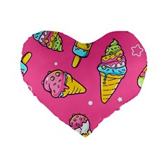 Summer Ice Creams Flavors Pattern Standard 16  Premium Heart Shape Cushions