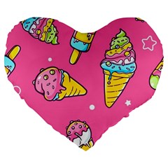 Summer Ice Creams Flavors Pattern Large 19  Premium Heart Shape Cushions