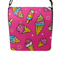 Summer Ice Creams Flavors Pattern Flap Messenger Bag (L) 