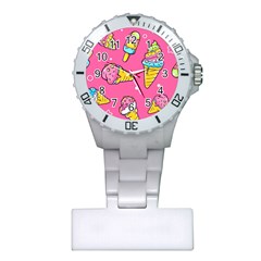 Summer Ice Creams Flavors Pattern Plastic Nurses Watch