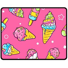 Summer Ice Creams Flavors Pattern Double Sided Fleece Blanket (Medium) 