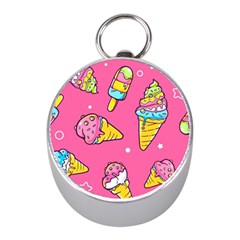 Summer Ice Creams Flavors Pattern Mini Silver Compasses