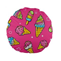 Summer Ice Creams Flavors Pattern Standard 15  Premium Flano Round Cushions