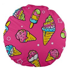 Summer Ice Creams Flavors Pattern Large 18  Premium Flano Round Cushions