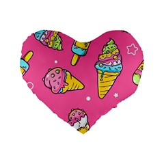 Summer Ice Creams Flavors Pattern Standard 16  Premium Flano Heart Shape Cushions