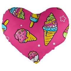 Summer Ice Creams Flavors Pattern Large 19  Premium Flano Heart Shape Cushions