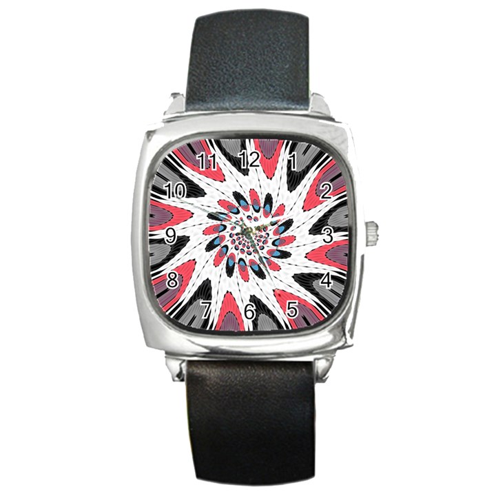 High Contrast Twirl Square Metal Watch