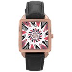 High Contrast Twirl Rose Gold Leather Watch  Front