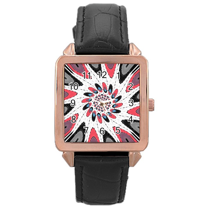 High Contrast Twirl Rose Gold Leather Watch 