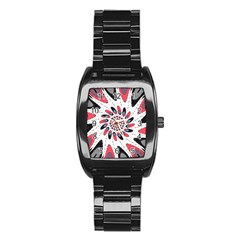 High Contrast Twirl Stainless Steel Barrel Watch by linceazul