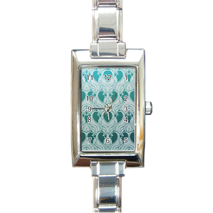 teal art nouvea Rectangle Italian Charm Watch