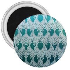 Teal Art Nouvea 3  Magnets