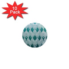 Teal Art Nouvea 1  Mini Magnet (10 Pack) 