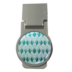 teal art nouvea Money Clips (Round) 