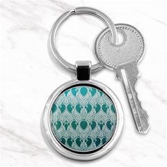 teal art nouvea Key Chains (Round) 