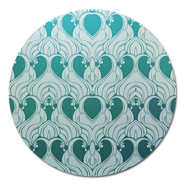 teal art nouvea Magnet 5  (Round)