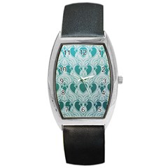 teal art nouvea Barrel Style Metal Watch