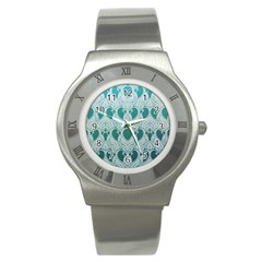 teal art nouvea Stainless Steel Watch