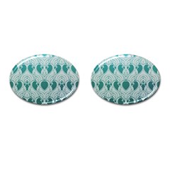 Teal Art Nouvea Cufflinks (oval) by NouveauDesign