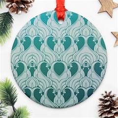 teal art nouvea Round Ornament (Two Sides)