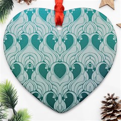 teal art nouvea Heart Ornament (Two Sides)