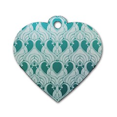 teal art nouvea Dog Tag Heart (One Side)