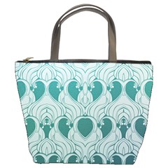 teal art nouvea Bucket Bags