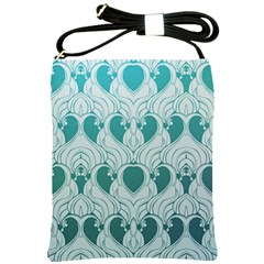 teal art nouvea Shoulder Sling Bags