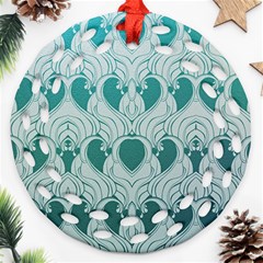 teal art nouvea Ornament (Round Filigree)