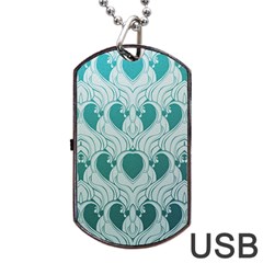 teal art nouvea Dog Tag USB Flash (One Side)