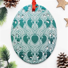 teal art nouvea Ornament (Oval Filigree)