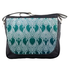 teal art nouvea Messenger Bags