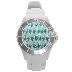 Teal Art Nouvea Round Plastic Sport Watch (l) by NouveauDesign