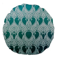 teal art nouvea Large 18  Premium Round Cushions