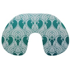 teal art nouvea Travel Neck Pillows