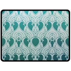 teal art nouvea Double Sided Fleece Blanket (Large) 