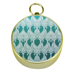 teal art nouvea Gold Compasses