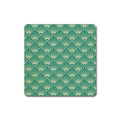 Green Fan  Square Magnet by NouveauDesign