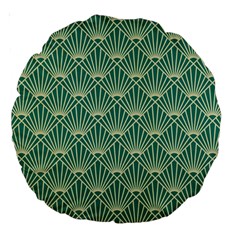 Green Fan  Large 18  Premium Round Cushions by NouveauDesign