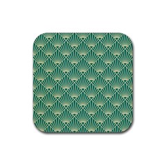 Green Fan  Rubber Coaster (square)  by NouveauDesign