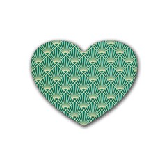 Green Fan  Rubber Coaster (heart)  by NouveauDesign