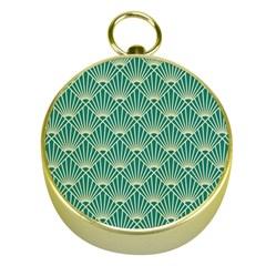 Green Fan  Gold Compasses by NouveauDesign